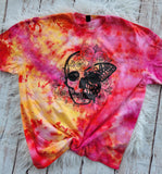 Butterflower Skull ice-dyed tee