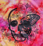 Butterflower Skull ice-dyed tee